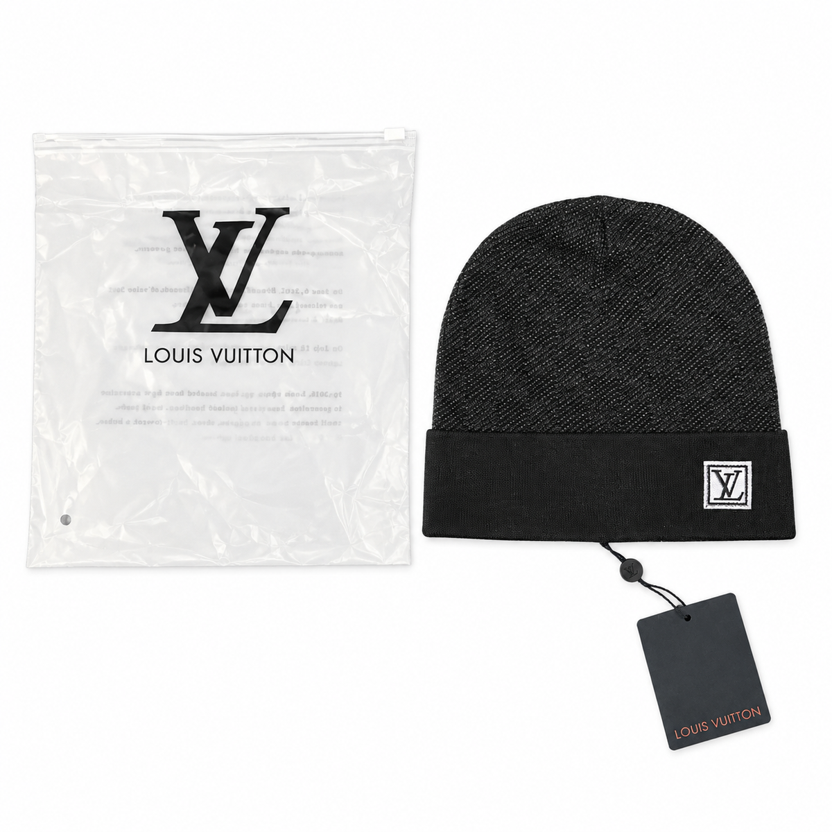 Black designer beanie