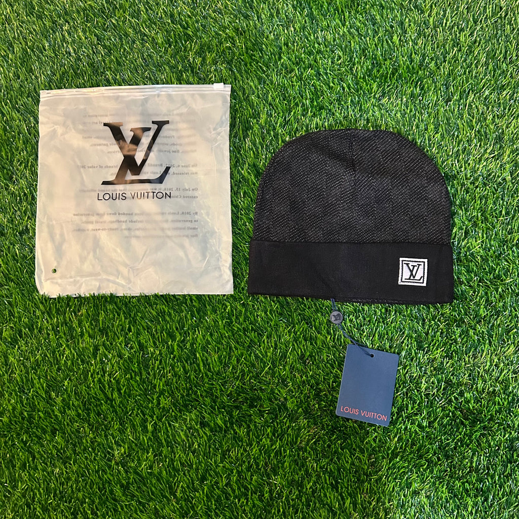 Black designer beanie