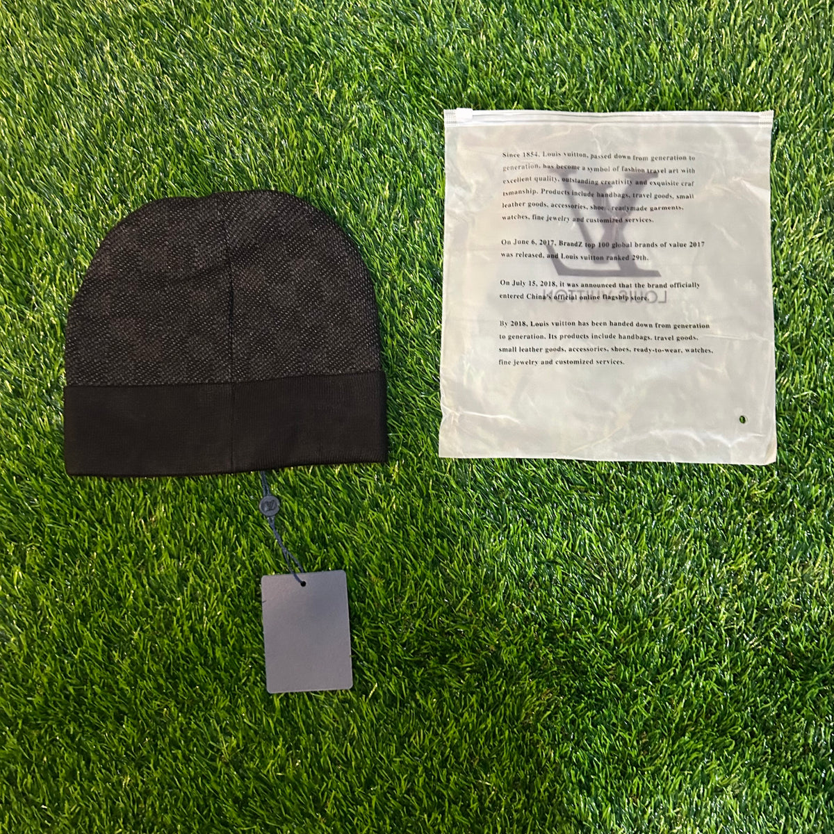 Black designer beanie
