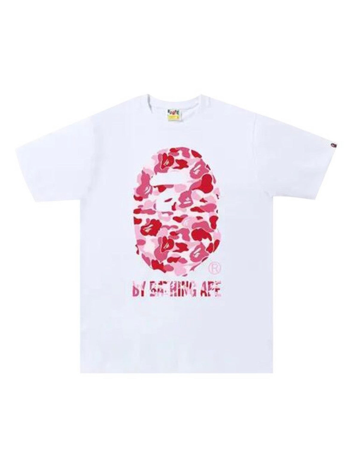 White shirt with pink design Monkey shirt