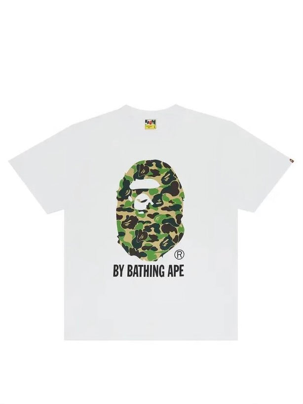 White shrit with green monkey